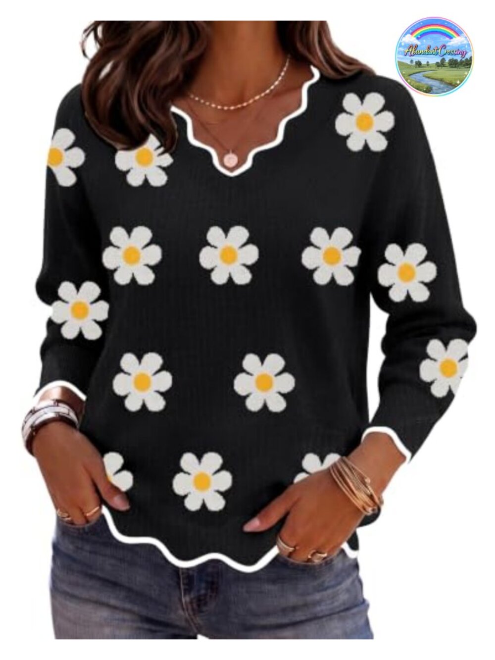 Zeagoo Womens V Neck Sweater Long Sleeve Lightweight Knit Pullover Top